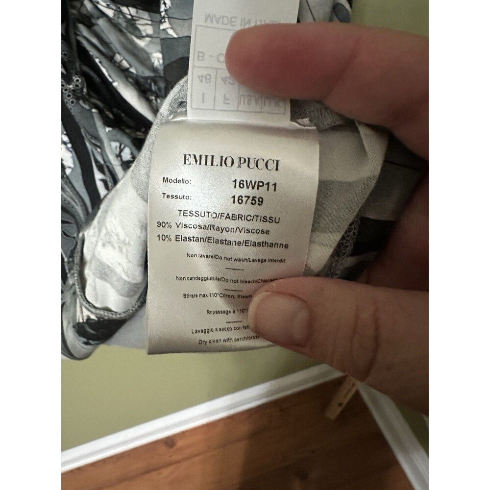 Vintage EMILIO PUCCI Black Grey Long Sleeves Top Blouse Shirt Size 12 US - Picture 8 of 13